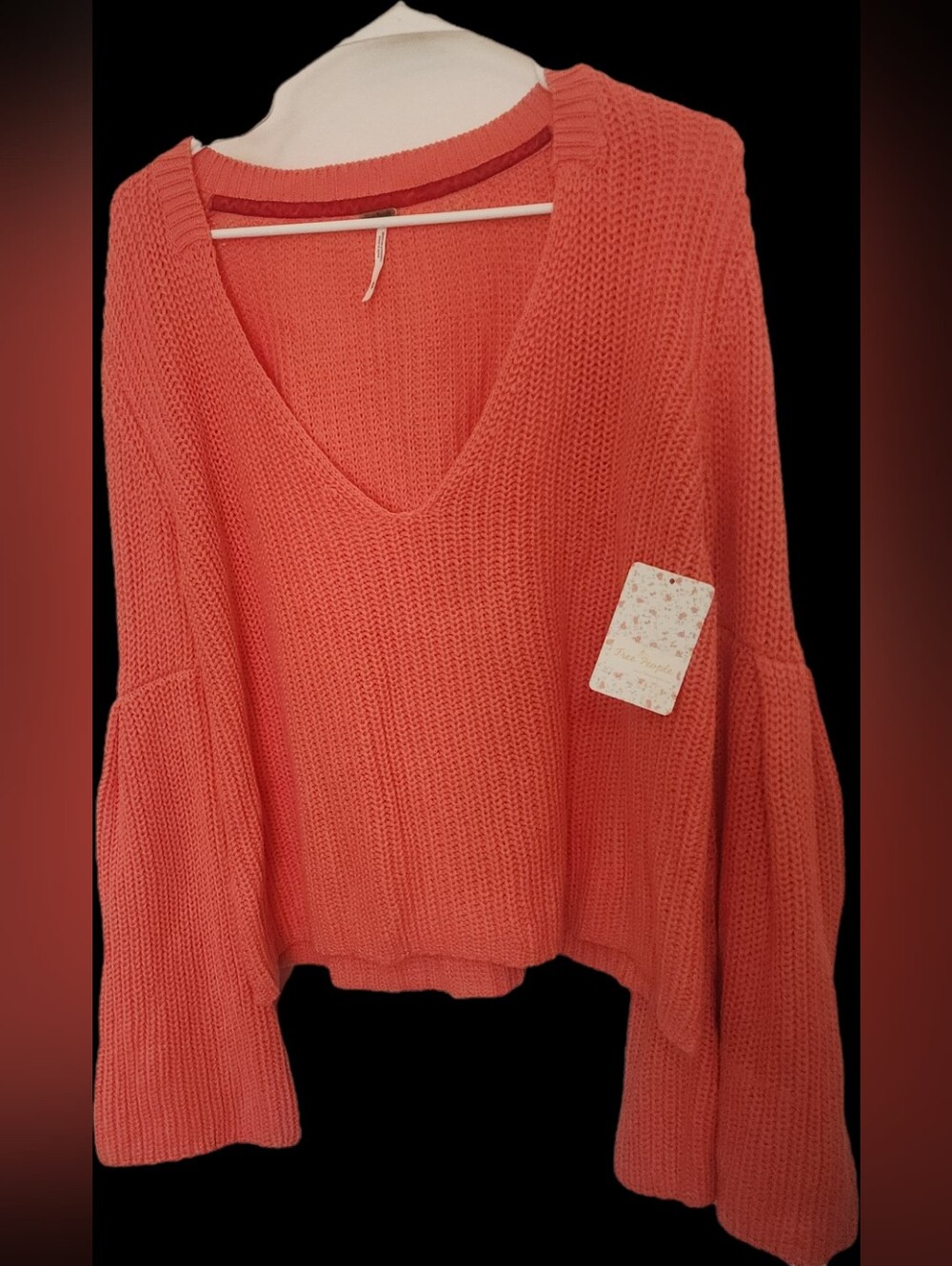 Free People Chunky Knit Cardigan Sweater in Coral